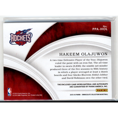 2016 Panini Immaculate Collection Hakeem Olajuwon #PPA-HOL /25
