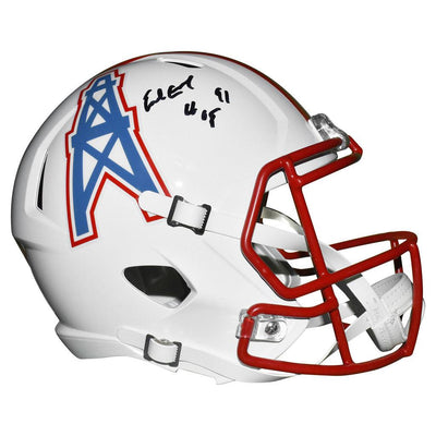 Earl Campbell Signed HOF 91 Inscription Houston Oilers throwback  81-98 Speed Full-Size Replica Football Helmet Black ink (BECKETT)