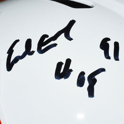 Earl Campbell Signed HOF 91 Inscription Houston Oilers throwback  81-98 Speed Full-Size Replica Football Helmet Black ink (BECKETT)