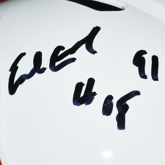 Earl Campbell Signed HOF 91 Inscription Houston Oilers throwback  81-98 Speed Full-Size Replica Football Helmet Black ink (BECKETT)