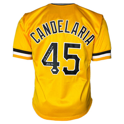 John Candelaria Signed 79 WSC Candyman Inscription Pittsburgh Yellow Baseball Jersey (JSA)
