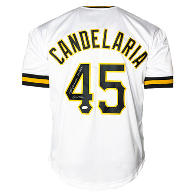 John Candelaria Signed 79 WSC - Candyman Inscription Pittsburgh White Baseball Jersey (JSA)