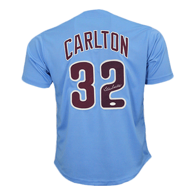 Steve Carlton Signed Philadelphia Baseball Jersey Blue (JSA)