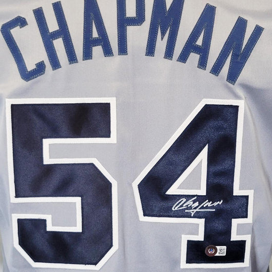 Aroldis Chapman Signed New York Grey Baseball Jersey (Beckett)