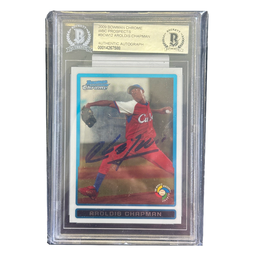 2009 Aroldis Chapman BGS Authentic Autograph Bowman Chrome WBC Prospects #BCW12 Signed Rookie Baseball Card