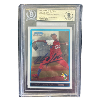 2009 Aroldis Chapman BGS Authentic Autograph Bowman Chrome WBC Prospects #BCW12 Signed Rookie Baseball Card