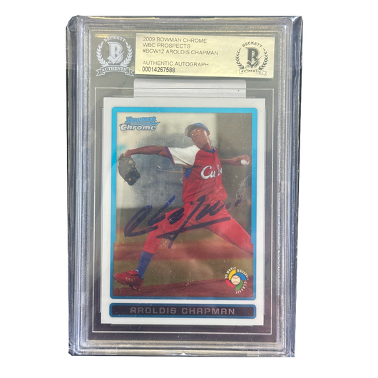 2009 Aroldis Chapman BGS Authentic Autograph Bowman Chrome WBC Prospects #BCW12 Signed Rookie Baseball Card