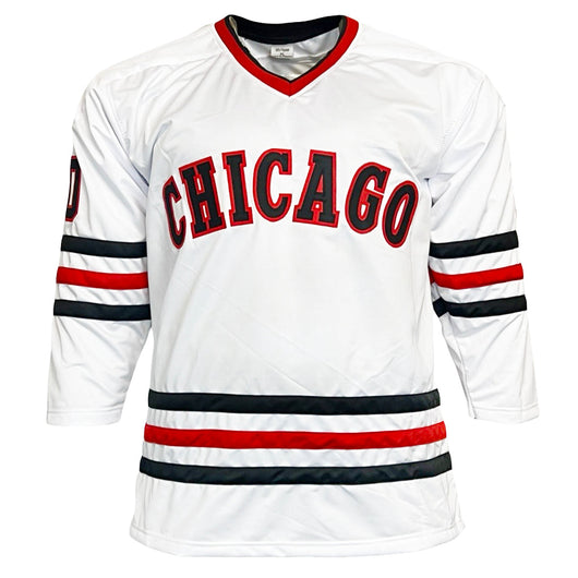 Chevy Chase Signed Griswold Chicago White Hockey Jersey (Beckett)