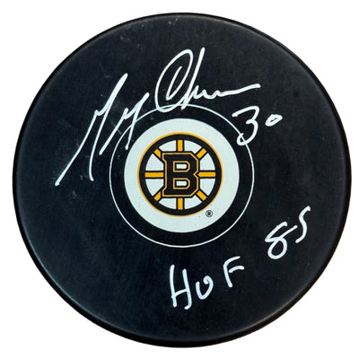 Gerry Cheevers Signed HOF Boston Bruins Hockey Puck (JSA)