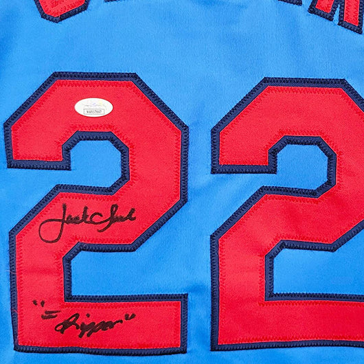 Jack Clark Signed The Ripper Inscription St. Louis Light Blue Baseball Jersey (JSA)
