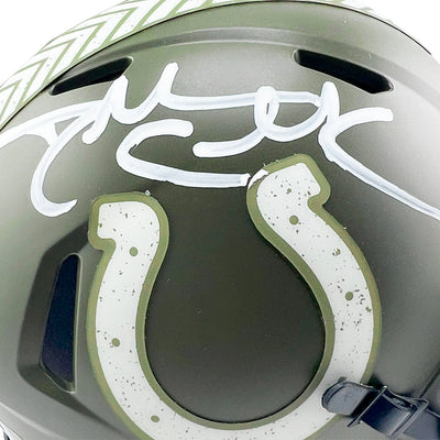 Dallas Clark Signed Indianapolis Colts Salute to Service Mini Football Helmet (Beckett)