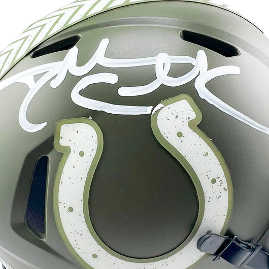 Dallas Clark Signed Indianapolis Colts Salute to Service Mini Football Helmet (Beckett)