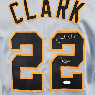Jack Clark Signed "The Ripper" Inscription San Francisco Grey Baseball Jersey (JSA)