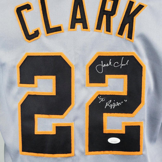 Jack Clark Signed "The Ripper" Inscription San Francisco Grey Baseball Jersey (JSA)