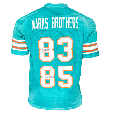 Marks Brothers Mark Clayton & Mark Duper Signed Miami Teal Football Jersey (JSA)