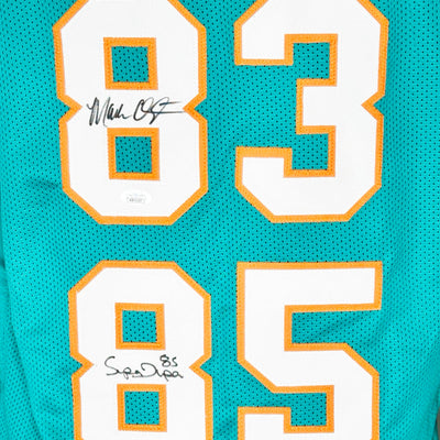 Marks Brothers Mark Clayton & Mark Duper Signed Miami Teal Football Jersey (JSA)