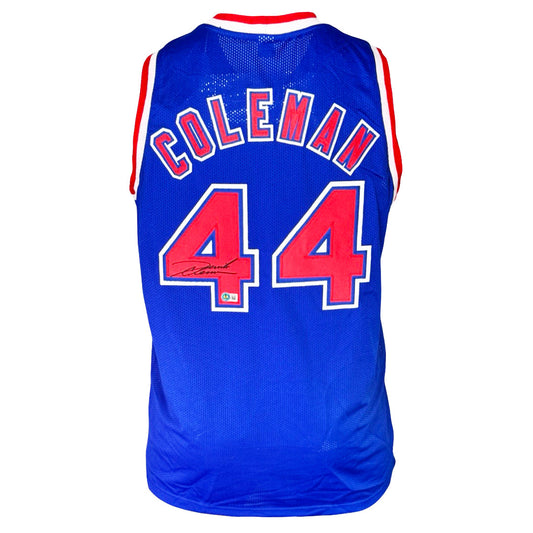Derrick Coleman Signed New Jersey Royal Blue Basketball Jersey (Beckett)