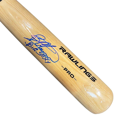Bartolo Colon Signed Big Sexy Inscription Rawlings Pro Blonde Blue Ring Baseball Bat (JSA)