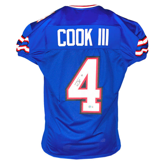 James Cook Signed Buffalo Blue Game Style Football Jersey (JSA)