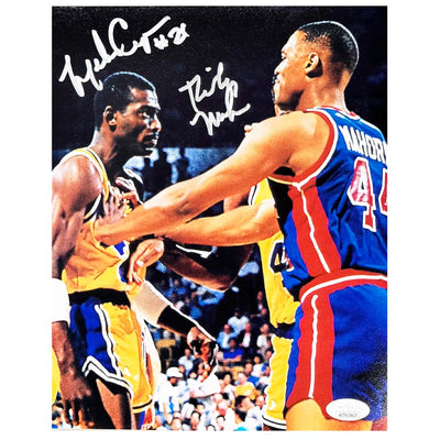 Ricky Mahorn Michael Cooper Signed Pose 3 Basketball 8x10 Photo (JSA)