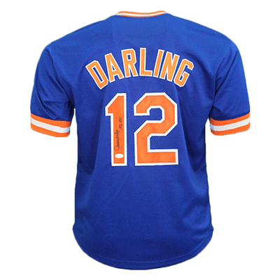 Ron Darling signed New York blue 1986 WSC Pro Style Baseball Jersey Blue (JSA)