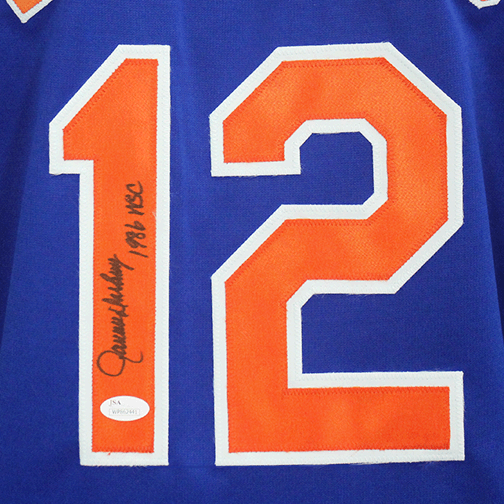 Ron Darling signed New York blue 1986 WSC Pro Style Baseball Jersey Blue (JSA)