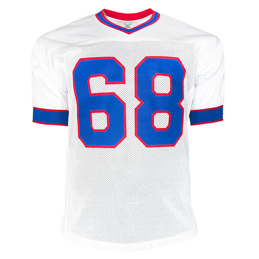 Joe DeLamielleure Signed HOF 03 Inscription Buffalo White Football Jersey (Beckett)