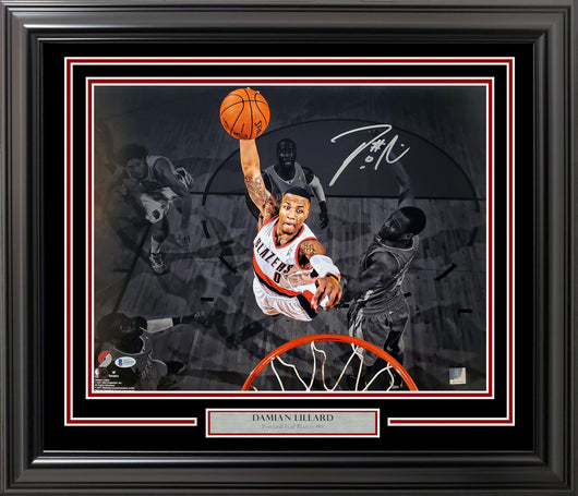 Damian Lillard Autographed Framed 16x20 Photo Portland Trail Blazers Beckett BAS Stock #197156