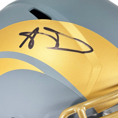 Aaron Donald Signed Los Angeles Rams Slate Alternate Speed Full-Size Replica Football Helmet (Beckett)