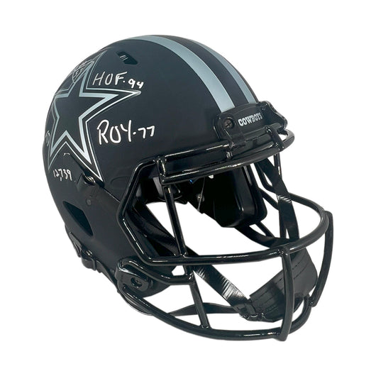 Tony Dorsett Signed 4 Inscription Dallas Cowboys Authentic Eclipse Speed Full-Size Football Helmet (Beckett)