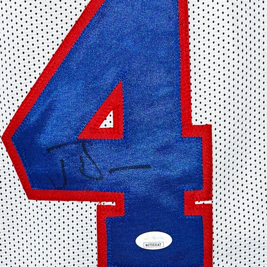 Joe Dumars Signed Detroit White Basketball Jersey Blue Numbers (JSA)