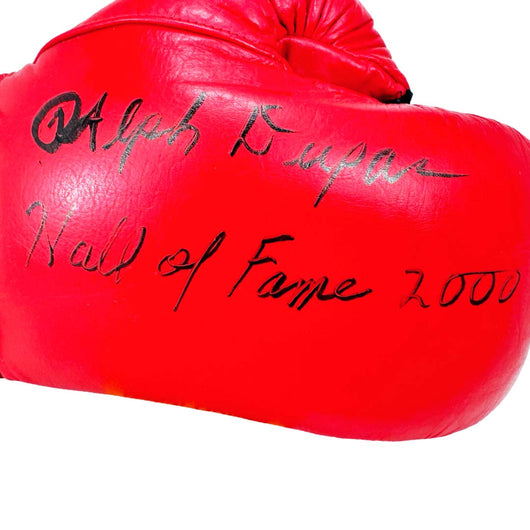 Ralph Dupas Signed Hall of Fame 2000 Inscription Red Boxing Glove (JSA)