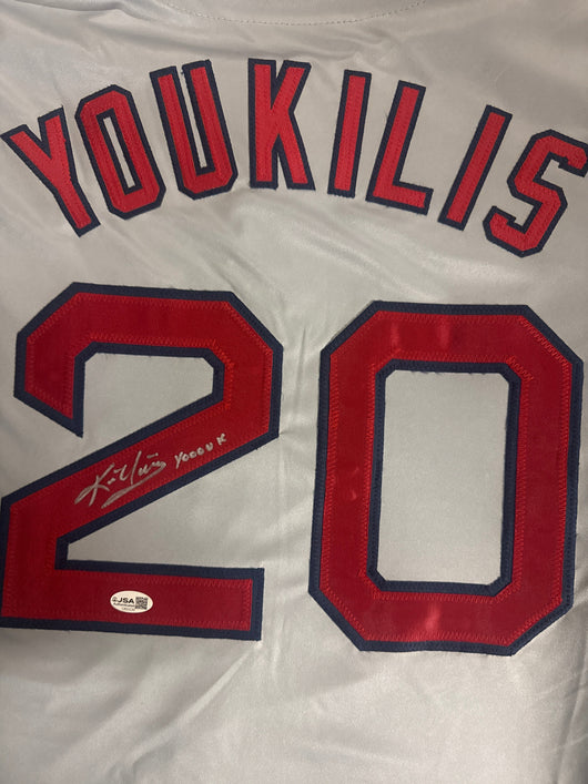 Kevin Youkilis Signed Yooouk Inscription Boston Grey Baseball Jersey (JSA)