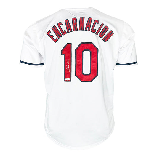 Edwin Encarnacion Signed Cleveland White Baseball Jersey (JSA)