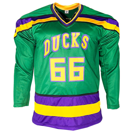 Emilio Estevez Signed Gordon Bombay Mighty Ducks Green Hockey Jersey (JSA)