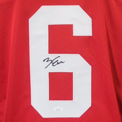 Zach Evans Signed Ole Miss College Red Football Jersey (JSA)
