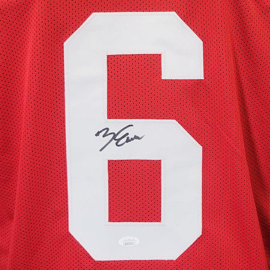 Zach Evans Signed Ole Miss College Red Football Jersey (JSA)