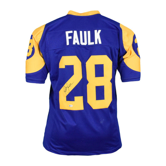 Marshall Faulk Signed St. Louis Royal Blue Football Jersey (Beckett)