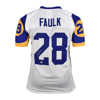 Marshall Faulk Signed St. Louis White Football Jersey (Beckett)