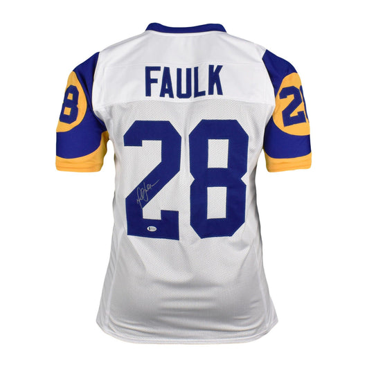 Marshall Faulk Signed St. Louis White Football Jersey (Beckett)