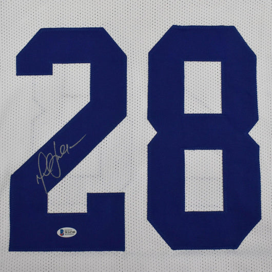 Marshall Faulk Signed St. Louis White Football Jersey (Beckett)