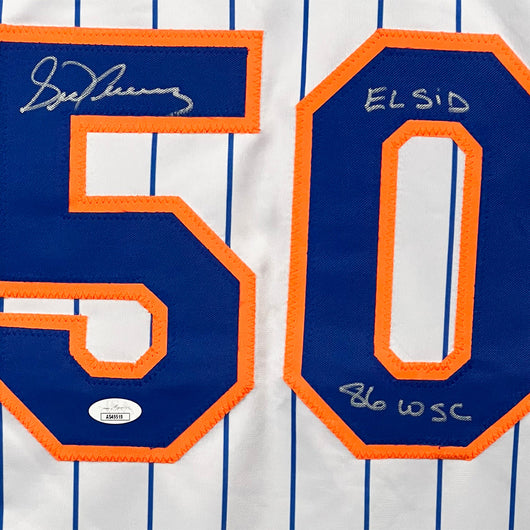 Sid Fernandez Signed El Sid and 86 WSC Inscription New York Pinstripe Baseball Jersey (JSA)