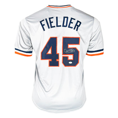 Cecil Fielder Signed on #5 Detroit Grey Baseball Jersey (JSA)