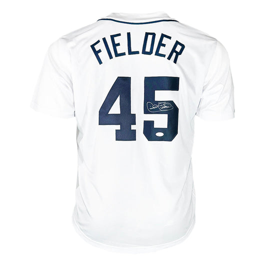 Cecil Fielder Signed on #5 Detroit White Baseball Jersey (JSA)