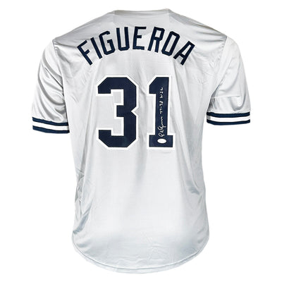 Ed Figueroa Signed 77-78 WSC Inscription New York Grey Baseball Jersey (JSA)