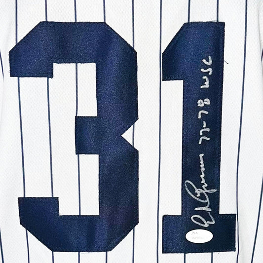 Ed Figueroa Signed 77-78 WSC Inscription New York Pinstripe Baseball Jersey (JSA)
