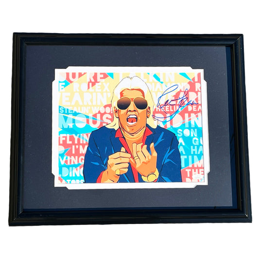 Ric Flair Signed Pose 4 Animated Wrestling Framed 11x14 Photo (JSA)