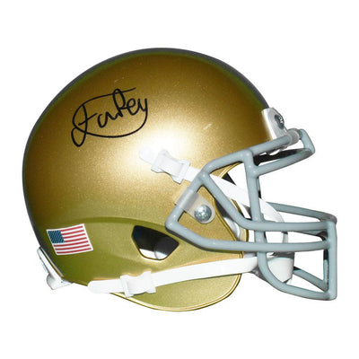 Isaiah Foskey Signed Notre Dame Fighting Irish Gold Mini Schutt Replica Football Helmet (JSA)