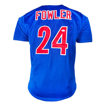 Dexter Fowler Signed 16 WSC Inscription Chicago Blue Baseball Jersey (JSA)