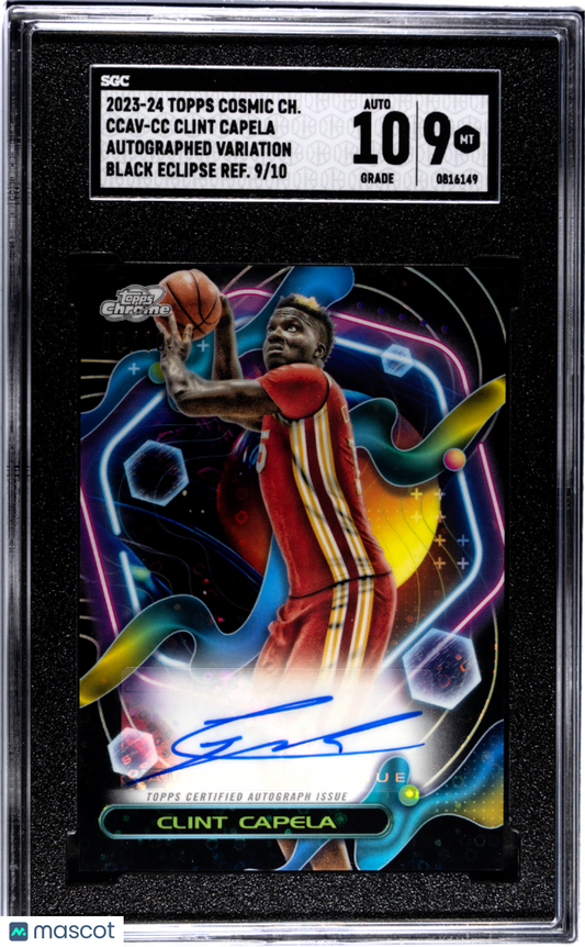 2023 Topps Cosmic Chrome Clint Capela #CCAV-CC Auto Black Eclipse SGC 9 Auto 10